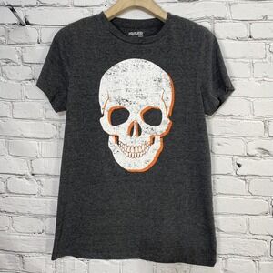 Mission Ridge Mens Skull Graphic T-Shirt Size S Gray Cotton Poly Blend Heathered